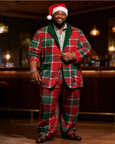 Big & Tall Men's Christmas Red And Green Print Suit